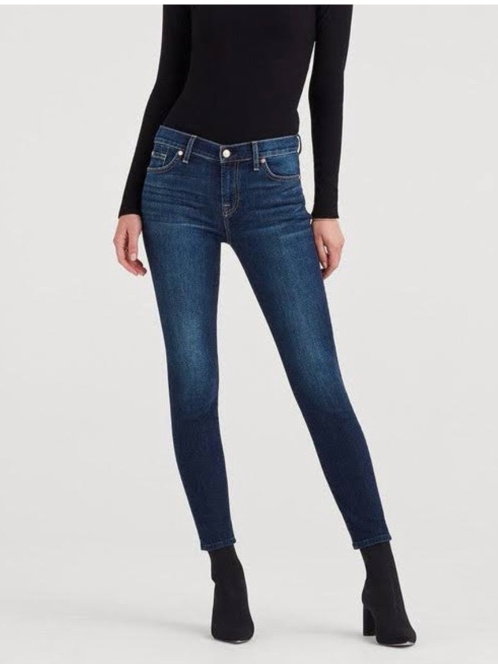 7 For All Mankind The Skinny Dark Wash Low Rise Ankle Skinny Denim Jeans Size 27